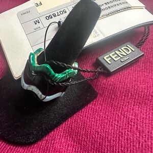 Fendi Wave Stack Rings in Black, Green, Turquoise